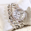 New hot-selling BS double chain rhinestone Roman ladies watch diamond-studded luxury fashion steel band watch 1329